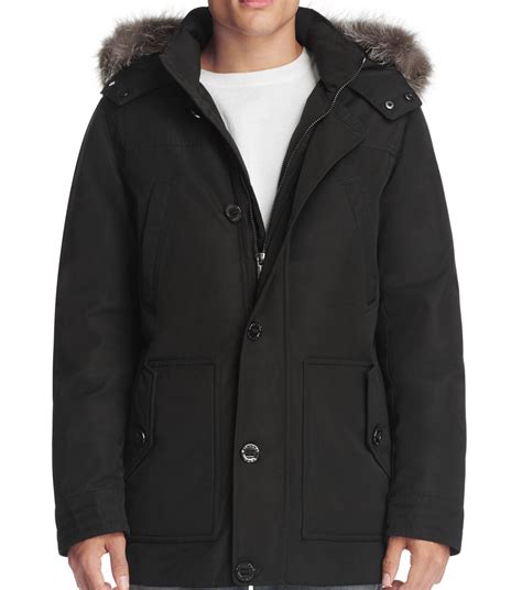 michael kors mens faux fur warm parka coat